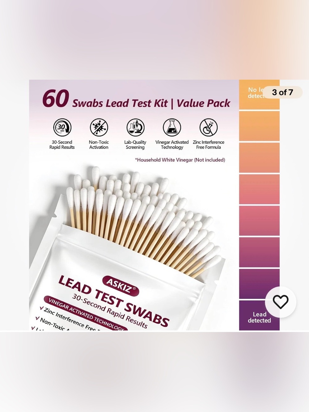 60 Swabs Lead Test Kit - Quick Results in 30s Detector Enhanced lead testing